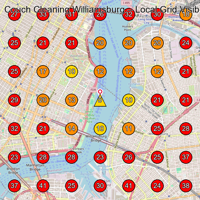 Couch Cleaning Williamsburg GeoGrid visibility map for Upholstery Cleaning Service in Long Island City
